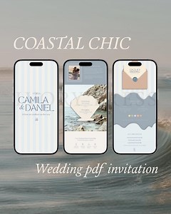 Coastal Wedding Invitation Template | Beach Canva Scroll (PDF) - Etsy