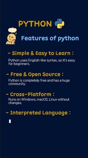 What are the features of python ? #shorts