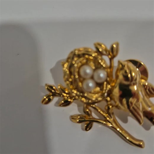 Vintage Gold Bird Brooch With Pearls, Bird Nest Pin, Cottagecore Jewelry, Mother’s Gift, Nature Inspired Brooch, 1980s Vintage Pin - Etsy