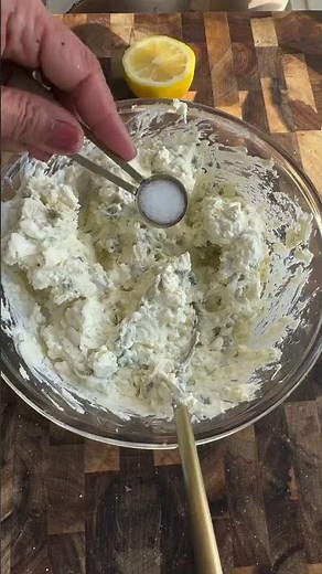 Olive & feta dip appetizer served with pita chip and crackers1. 1 cup olives chopped - green