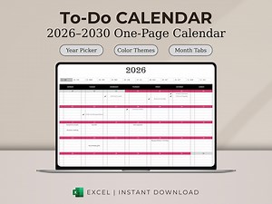 To-do Yearly Planner Excel Template - Etsy