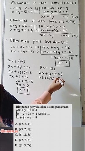 Persamaan Linear 3 Variabel x,y,z #sma #tka #matematika #maths #mathematics #kelas10