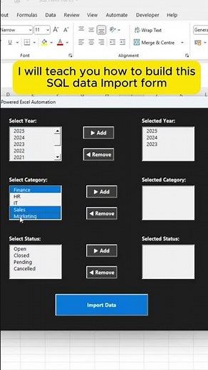 Coming Soon: SQL Form in Excel with Live Data