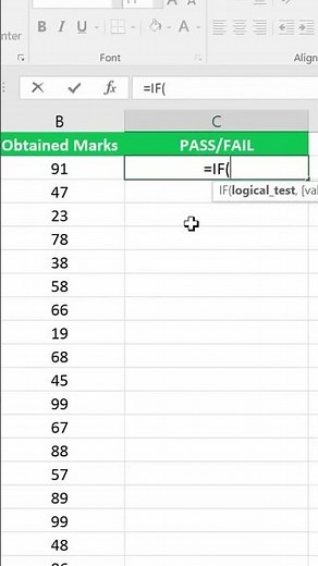 ✅ Excel IF Function Trick (In 20 Seconds) | Pass/Fail