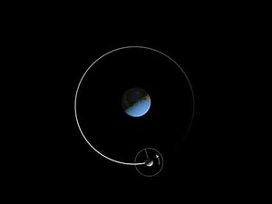 Tidal locking in Earth-Moon system. This is why we see only one side of the Moon.