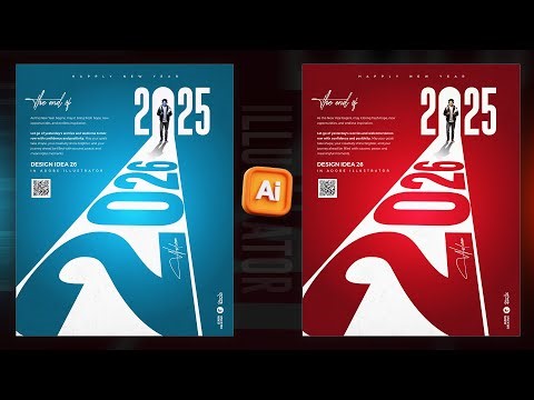 Modern and Creative New Year Design in Illustrator | Illustrator Teachings | New Year 2026 Design