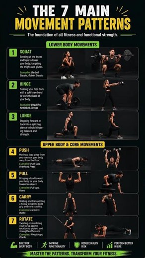 7 Essential Movement Patterns Everyone Should Master 💪🔥 #Fitness #Workout