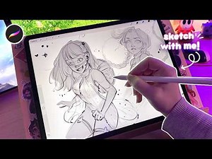 Cozy ASMR Drawing ✎*.✧ | sketch with me on Procreate, pencil sounds, comfy vibes & character design