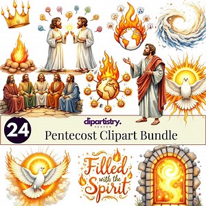Pentecost Clipart Bundle – Holy Spirit Fire Christian Illustrations for Bible Journaling, Worship Art, and Faith Projects – 24 PNG - Etsy