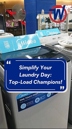 6.8K views · 35 reactions | Elevate your laundry simplicity! 殺 Embrace the ease of this Midea Top Load Washing Machine, a harmonious balance of convenience and efficiency. Bid farewell to complications and welcome a seamless laundry! 拾朗 Visit a Western Appliances branch near you. See you there! ✨️ #WesternAppliances #Midea #toploadwashingmachine | Western Appliances | Facebook