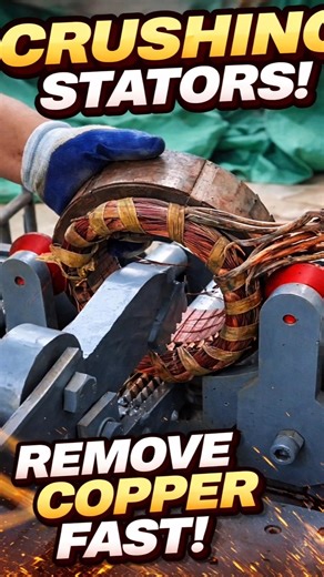 Industrial Motor Rewinding Hack: Crushing & Removing Stator Coils in Seconds