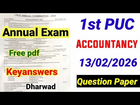2nd PUC Accountancy Annual Exam Question Paper 2026 With Answers Karnataka Board