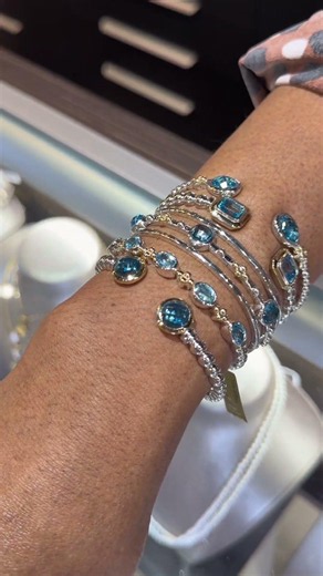 Blue and Silver Gabriel & Co Stackable Bracelets
