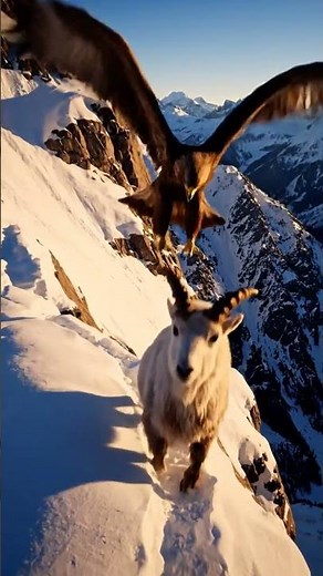 BATTLE FOR THE PEAK: Golden Eagle Dives on Mountain Goat