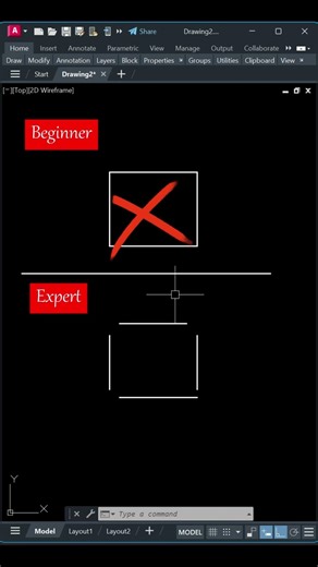 AutoCAD Extend trick | Beginner vs Expert 🔥 🔥#shorts #autocadtips #autocad