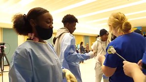 SUSLA's Nursing program prepares students for various forms of work in the medical field by providing hands on experience and input from professionals in the field. Here we have students prepping for a nursing simulation at SUSLA! #7daysofsusla #suslanursing #SUSLA | Southern University at Shreveport, LA