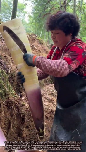 Mechanical Analysis of Bamboo Shoot Cutting with a Large Knife Process