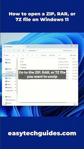 How to open (unzip) a ZIP, RAR, or 7Z file on Windows 11