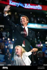 NO FILM, NO VIDEO, NO TV, NO DOCUMENTARY - Vice presidential nominee Sen. John Edwards with his daughter Emma Clair after his speech at the 2004 Democratic National Convention on Wednesday, July 28, 2004. Photo by Elizabeth Flores/Milwaukee Journal Sentinel/KRT/ABACA Stock Photo - Alamy