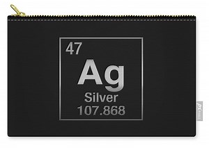 Periodic Table of Elements - Silver - Ag - Silver on Black Zip Pouch by Serge Averbukh