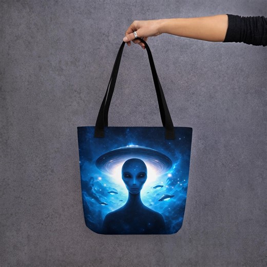 Mysterious Alien Tote Bag – Galactic UFO Nebula Art, Blue Alien Bag, Sci-fi Cinematic Shoulder Bag, Unique Extraterrestrial Design - Etsy