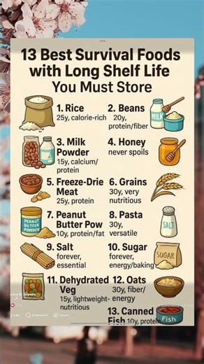 13 best survival foods with long shelf life you must store.