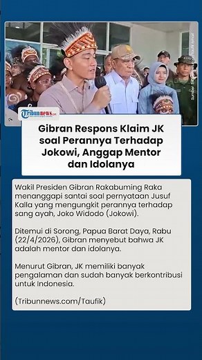 Considering JK as an experienced senior who has contributed to the country, Gibran: He is my ment...
