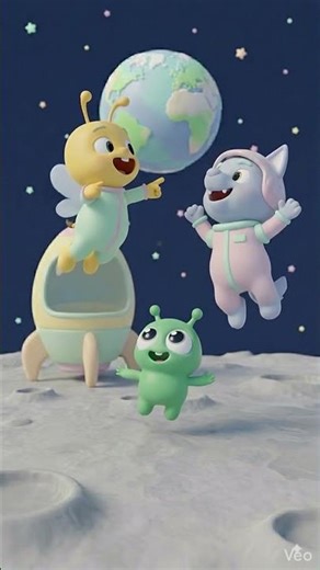 Bee and Wolf meeting alien #cartoon #trending #funnymoments #tothemoon #moon #moonlanding #alien