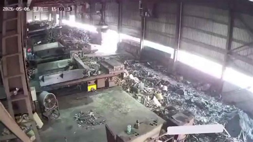 Dramatic moment frantic workers flee as molten steel leaks at factory