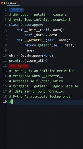 This Python Code Is Wrong: Why does __getattr__ cause a mysterious infinite recursion