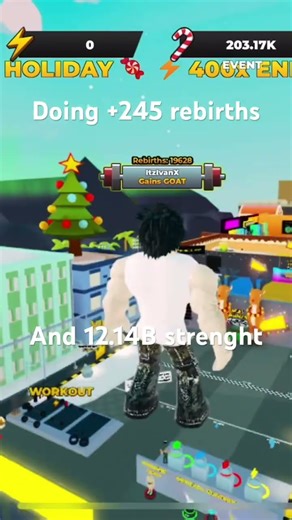 Doing +245 rebirths and 12.14B strenght strongman simulator roblox #music #roblox #shorts #gaming