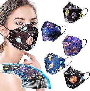 LUCIFER 50 Pack Face Mask, 4-Ply Mask Protection Face Cover PM2.5-proof, Fire Smoke-proof, Dust-proof Face Mask Multicolor- Individual Packs