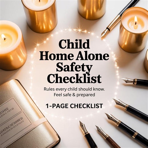 Child Home Alone Safety Checklist | Kids Staying Home Alone Plan | Child Safety Rules Printable | Emergency Preparedness for Kids