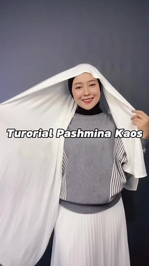 Tutorial Pashmina Kaos💖 color : purewhite #pashminakaos #tutorialhijab #tutorialhijabphasmina #fyp