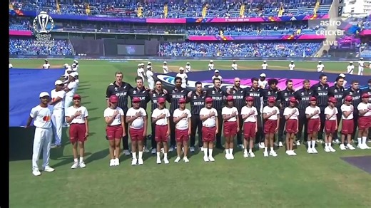 NATIONAL ANTHEM CEREMONY INDIA v NEW ZEALAND - Cricket World Cup 2023