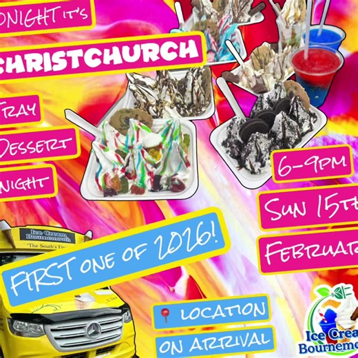 📍CHRISTCHURCH!! You have spoken! For the FIRST time in 2026 we’re coming back to your area TONIGHT … yes guys TONIGHT!! 🙌🏼❤️‍🔥For YOUR Chance To WIN x2 trays for FREE 😍🍦 Here’s all you’ve got to do ⤵️ 🏷️TAG 5 Friends on this post that would also love to take part & win, then 🔁 share or repost! …. That’s it!🍦💪🏼 TONIGHT!! - our Tray Park Up will be in a location near YOU! 🫵🏼 Our full menu Including our ALL NEW School Cake Tray 🍰 Please Help Us SHARE the word and make this RETURN VISI