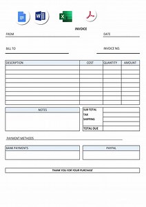 Editable Invoice Template: Printable A4, Google Docs, Word, Excel, PDF - Etsy Canada