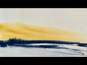 Simple Semi Abstract Watercolour Landscape