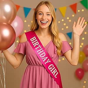 Birthday Sash for Women (Pink)