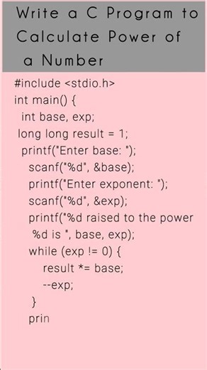 How to Calculate Power of a Number (Step by Step).#coding #cprogramming #viral #computerknowledge