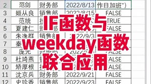 IF函数与weekday函数联合应用 =IF(WEEKDAY(C2,2)>5,"周末加班","工作日加班")#if函数使用方法 #weekday函数