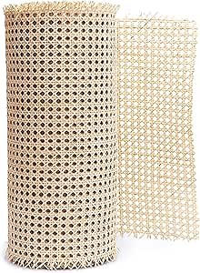 CLAYNIX 14" Width Cane Webbing 15 Feet Length, Natural Rattan Webbing for Caning Projects | Rattan Cane Webbing roll | Net Open Weave Wicker Cane Webbing Material for Cabinet, Door (15 FEET)