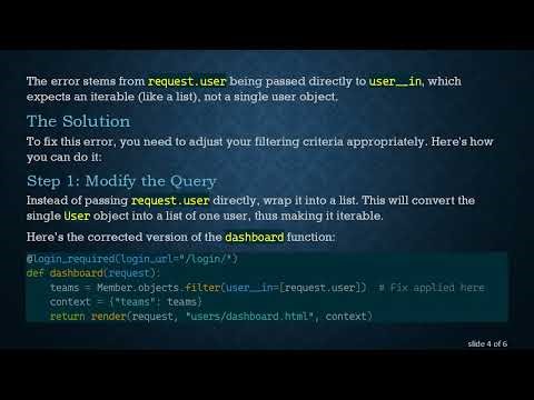 Fixing the User Object is Not Iterable Error in Django's ManyToManyField