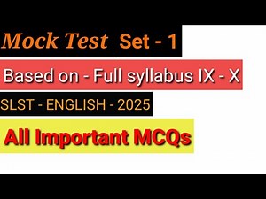 SLST - English - 2025 // Mock Test // Full Syllabus - IX - X // Set - 1 // WBSSC