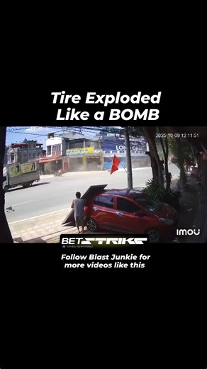 BlastJunkie💣 on Instagram: "This is NOT a joke. The energy released by a large truck tire blowout is catastrophic. It’s the closest thing to a roadside explosion you can witness. 💥 ​The sheer pressure (PSI) inside commercial tires makes them extremely dangerous when they fail, often launching rubber and shrapnel at lethal velocity. This video is a critical lesson in perimeter safety during roadside stops or maintenance. ​If you see a tire that looks compromised, keep your distance! Your life i