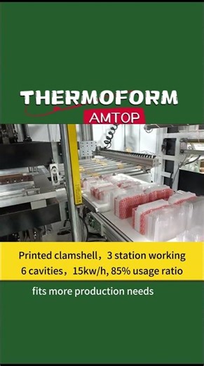 Printed clamshell box making machine，3station thermoforming machine #plasticthermoformingmachine