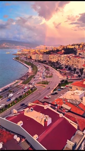 🇹🇷 Izmir Turkey at Sunset 🌅 | Stunning Drone View of the Aegean Coast!#shorts #travel #city