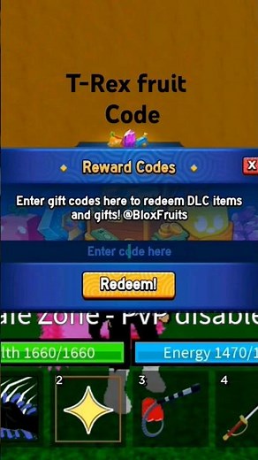T-Rex fruit code in blox fruit free t-rex fruit 😱
