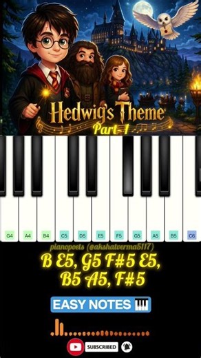 Hedwig’s Theme P1 (Harry Potter) 🪄 Easy Piano Notes in 1 Minute 🎹 | Beginner Piano Tutorial #shorts