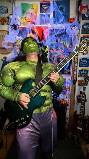 THE HULK is visiting my studio this weekend and wanted to try out the green SG, so I told him it was fine as long as he didnt smash it!! (Boy does he love flexing his muscles😂😂)🎃🎃😎😎😎😎😎😎🎃🎃🎃🎃🎃🎃🎃🍺🍺🍺🍺🍺🎃🎃🎃🎃🍺🍺🍺🍺🍺🍺 #provokethetruth #doomtober #hulk #costume #halloween #metal #music #guitar | Provoke the Truth